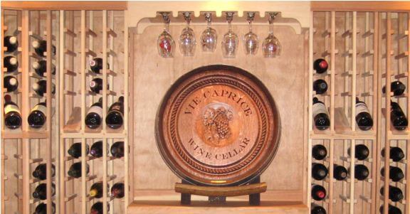 Vie Caprice wine cellar barrel carving