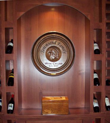 Townsend family cellar barrel carving