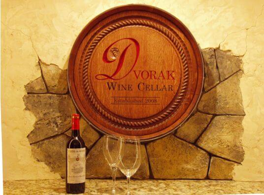Dvorak wine cellar barrel carving